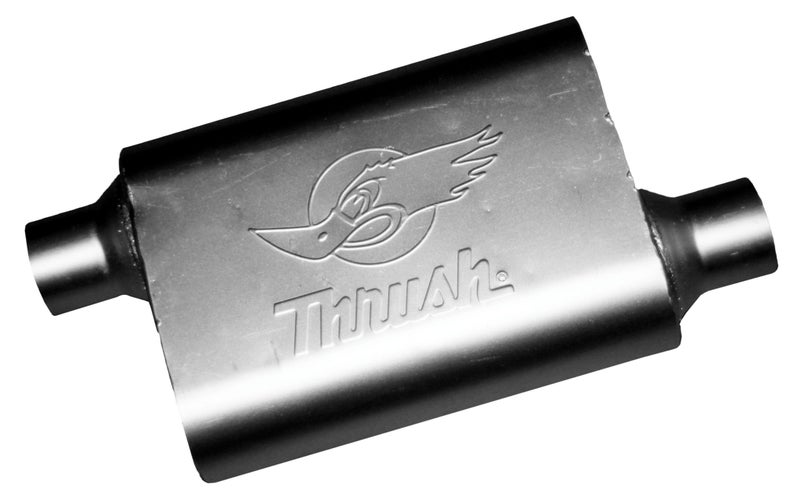 Thrush Muffler Deep Race Tone (Most Applications) Inlet 2.5 Pipe Connection Offset Outlet 2.5 Offset - Image 1
